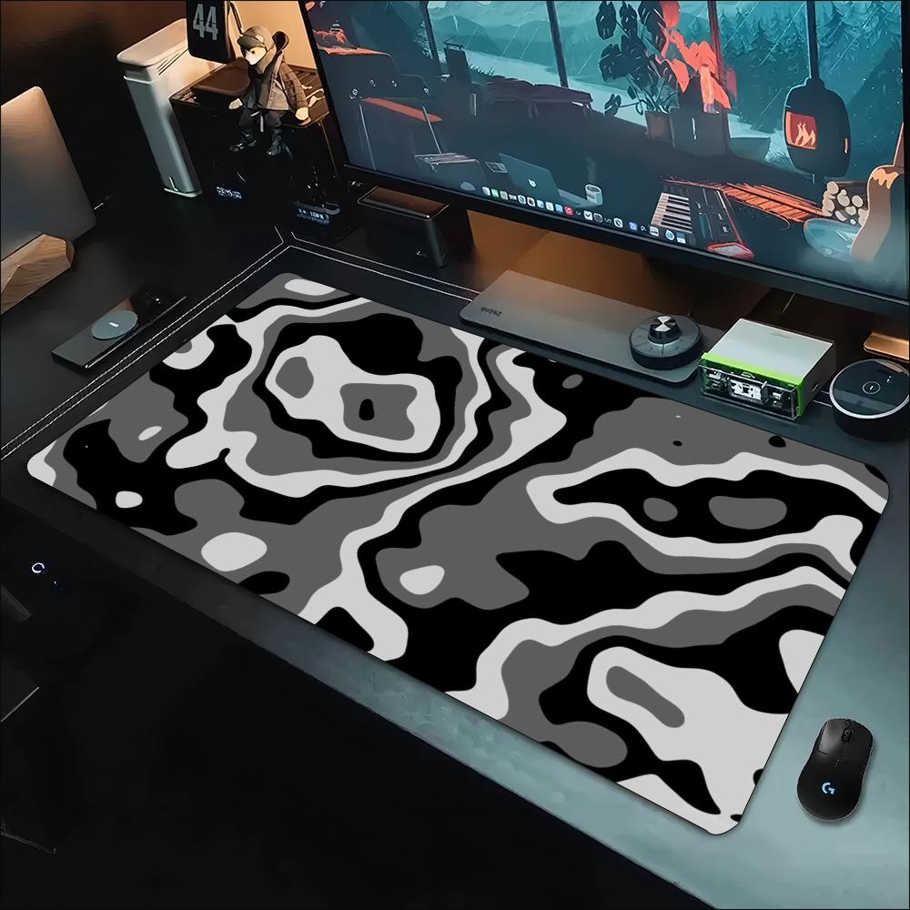 Work Desk Home Setup - Настольный коврик серо-белого цвета с топографическим