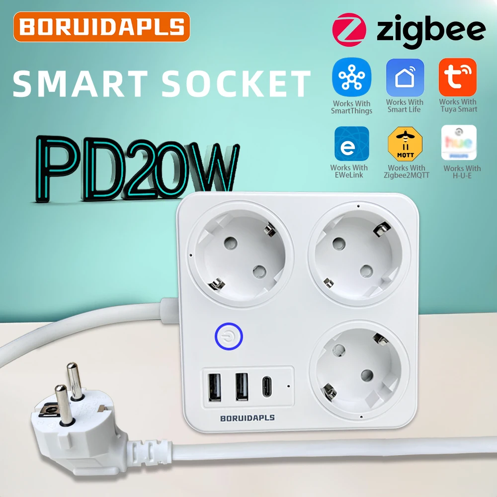 Power Strip Flat - BORUIDAPLS ZigBee EU Умная сетевая розетка