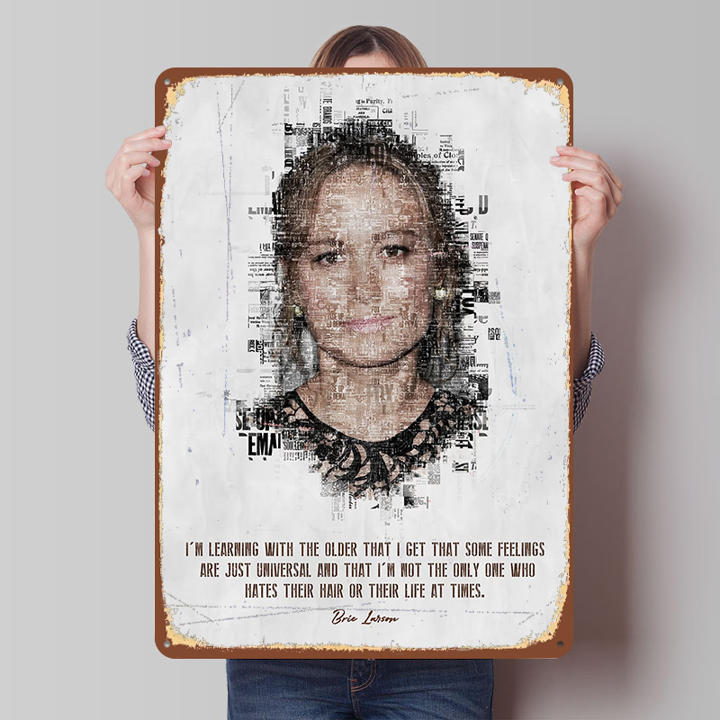 Desk Setup Quotes - Металлический постер с цитатой Бри Ларсон,